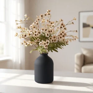 Lifelike Cream Faux Wax Flower Stems, 10 Artificial Flowers for Living Room Vase Not Included No Watering Needed