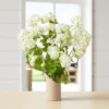 Real Touch White Hydrangea Faux Flower Arrangement, 31 Inch Silk Floral Centerpiece for Wedding Decor, No Watering Needed with Vase
