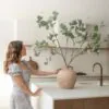 Lifelike Eucalyptus Faux Flower Arrangement, 2 Branches Artificial Greenery for Living Room, Rustic Home Decor, No Watering Needed Vase Not Included