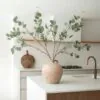 Lifelike Eucalyptus Faux Flower Arrangement, 2 Branches Artificial Greenery for Living Room, Rustic Home Decor, No Watering Needed Vase Not Included