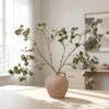 Lifelike Eucalyptus Faux Flower Arrangement, 2 Branches Artificial Greenery for Living Room, Rustic Home Decor, No Watering Needed Vase Not Included