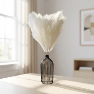 Premium Faux Pampas Grass Artificial Flower Arrangement, Black 3 Stems Vase Not Included for Living Room Fall Decor, No Watering Needed