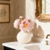 Pink Peony Faux Flower Arrangement, 21 Inch Silk Floral Centerpiece for Wedding, Elegant Decor, No Watering Needed with Vase
