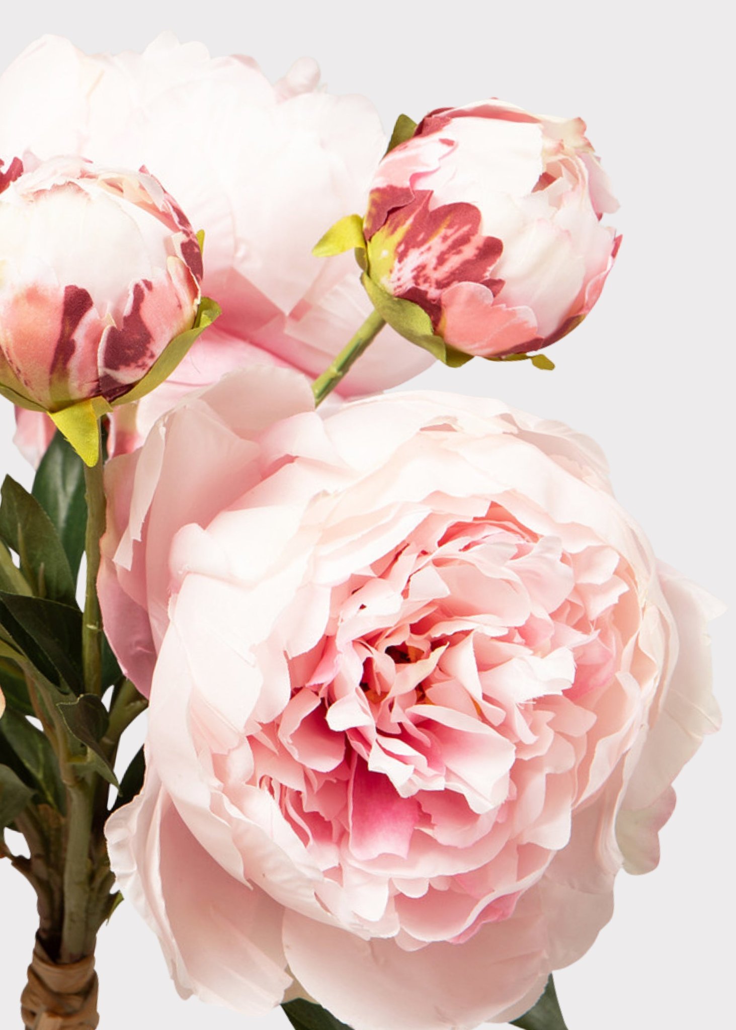 Pink Peony Faux Flower Arrangement, 21 Inch Silk Floral Centerpiece for Wedding, Elegant Decor, No Watering Needed with Vase