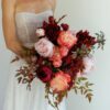 Pink Peony Faux Flower Arrangement, 21 Inch Silk Floral Centerpiece for Wedding, Elegant Decor, No Watering Needed with Vase