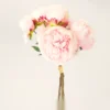 Pink Peony Faux Flower Arrangement, 21 Inch Silk Floral Centerpiece for Wedding, Elegant Decor, No Watering Needed with Vase