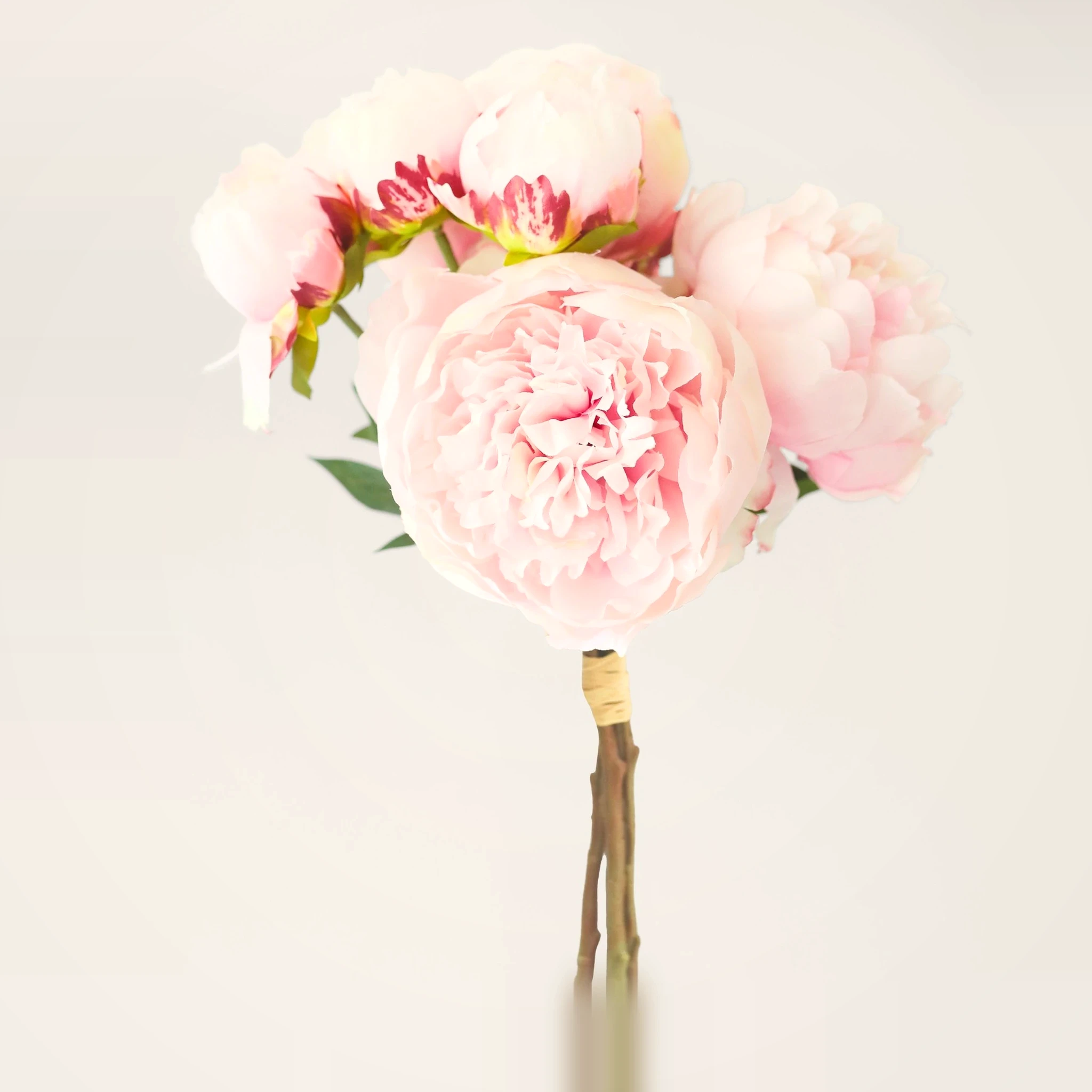 Pink Peony Faux Flower Arrangement, 21 Inch Silk Floral Centerpiece for Wedding, Elegant Decor, No Watering Needed with Vase