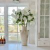 Lifelike White Hydrangea Faux Flower Arrangement, 43.5 Inch Silk Floral Centerpiece for Living Room, Modern Farmhouse Decor, No Watering Needed with
