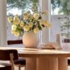 Lifelike White Hydrangea Faux Flower Arrangement, 43.5 Inch Silk Floral Centerpiece for Living Room, Modern Farmhouse Decor, No Watering Needed with