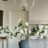 Lifelike White Hydrangea Faux Flower Arrangement, 43.5 Inch Silk Floral Centerpiece for Living Room, Modern Farmhouse Decor, No Watering Needed with