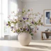 Lifelike Bell Flower & Clematis Faux Arrangement, 30 Inch Purple Silk Floral for Living Room, Spring Decor, No Watering Needed Vase Not Included