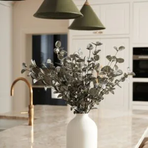 Lifelike Eucalyptus Faux Floral Stems, 5 Artificial Greenery for Living Room, Graceful Green Fall Decor, Vase Not Included