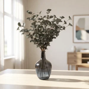 Lifelike Eucalyptus Faux Floral Stems, 5 Artificial Greenery for Living Room, Graceful Green Fall Decor, Vase Not Included