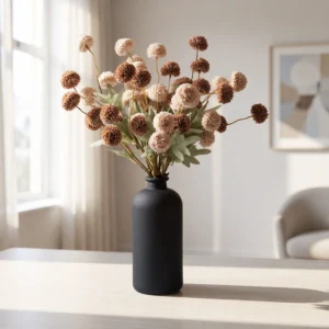 Real Touch Chrysanthemum Faux Flower Arrangement, 10 Stems Cream & Brown, Boho Assorted for Living Room, Fall Decor, No Watering Needed Vase Not