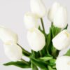 Real Touch White Tulip Faux Flower Arrangement, 12 Blooms Artificial Flowers for Living Room Spring Decor, No Watering Needed with Vase