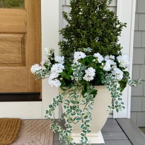 Lifelike Button Leaf Artificial Plant, 35 Inch Silk Hanging Bush for Living Room, Luxury Home Decor, No Watering Needed with Vase