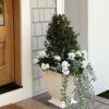 Lifelike Button Leaf Artificial Plant, 35 Inch Silk Hanging Bush for Living Room, Luxury Home Decor, No Watering Needed with Vase