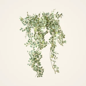 Lifelike Button Leaf Artificial Plant, 35 Inch Silk Hanging Bush for Living Room, Luxury Home Decor, No Watering Needed with Vase