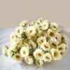 Lifelike Ivory Rose Faux Flower Arrangement, 28 Inch Silk Floral Centerpiece for Living Room, Elegant Home Decor, No Watering Needed Vase Not Included