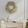 Real Touch Baby's Breath Artificial Wreath, 22 Inch Dried Natural Winter Decor for Front Door, No Watering Needed