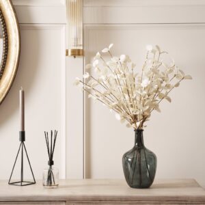 Lifelike Ivory Eucalyptus Faux Floral Stems, 5 Artificial Greenery for Living Room, Fall Decor, No Watering Needed Vase Not Included