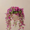 UV Resistant Purple Petunia Faux Flower Arrangement, 29cm x 15cm Hanging Basket for Outdoor Decor, No Watering Needed