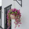 UV Resistant Purple Petunia Faux Flower Arrangement, 29cm x 15cm Hanging Basket for Outdoor Decor, No Watering Needed