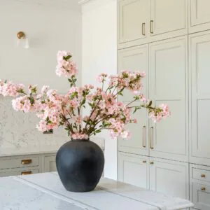 Lifelike Blush Japanese Cherry Blossom Faux Flower Arrangement, 6 Stems for Living Room Spring Decor, No Watering Needed Vase Not Included