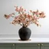 Lifelike Blush Japanese Cherry Blossom Faux Flower Arrangement, 6 Stems for Living Room Spring Decor, No Watering Needed Vase Not Included