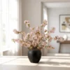 Lifelike Blush Japanese Cherry Blossom Faux Flower Arrangement, 6 Stems for Living Room Spring Decor, No Watering Needed Vase Not Included