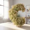 White Baby’s Breath Artificial Wreath, 22 Inch, Faux Floral Gypsophila Wreath, Lifelike Silk Blooms, for Front Door & Spring Decor