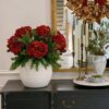 Real Touch Cedar Pine Faux Flower Arrangement, 10 Inch Artificial Greenery for Christmas Centerpiece, No Watering Needed