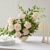 Real Touch Beige Duchess Rose Faux Flower Arrangement, 20 Inch Silk Floral for Living Room, Minimalist Decor, No Watering Needed