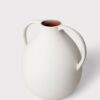 White Clay Jug Vase, 14 Inch Artificial Flower for Minimalist Living Room, No Watering Needed