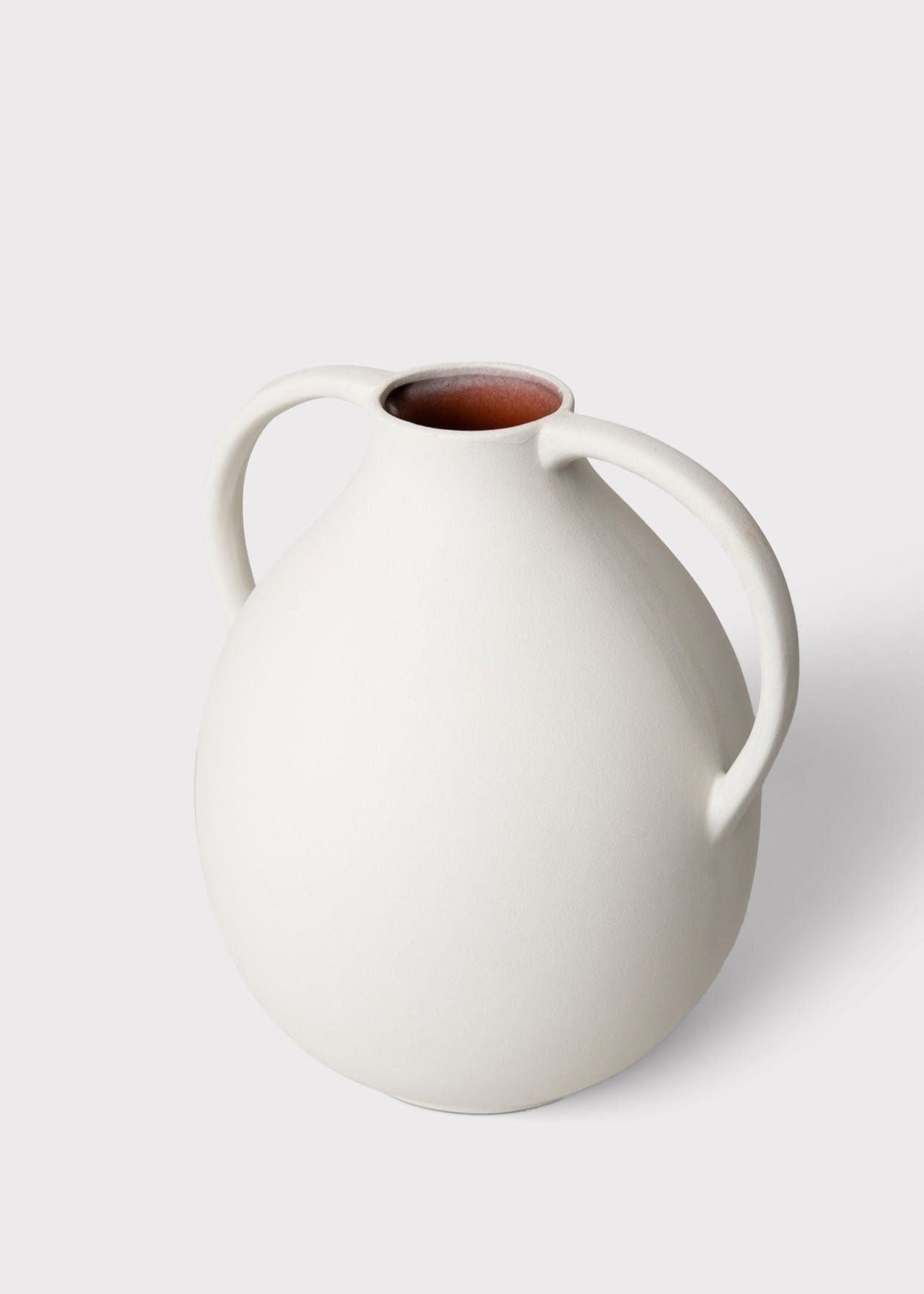 White Clay Jug Vase, 14 Inch Artificial Flower for Minimalist Living Room, No Watering Needed