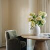 White Clay Jug Vase, 14 Inch Artificial Flower for Minimalist Living Room, No Watering Needed