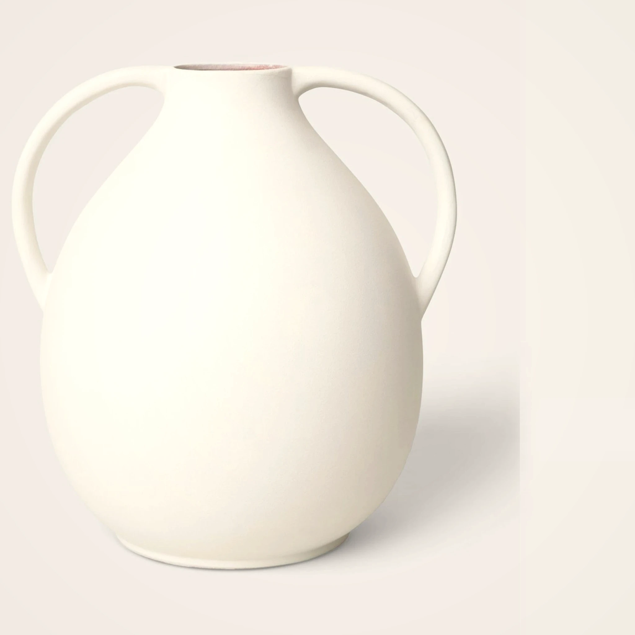 White Clay Jug Vase, 14 Inch Artificial Flower for Minimalist Living Room, No Watering Needed