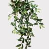 Realistic Green Ruscus Leaf Hanging Bush, 31 Inch Artificial Faux Greenery for Living Room Rustic Decor, Maintenance Free Indoor Plant with Vase