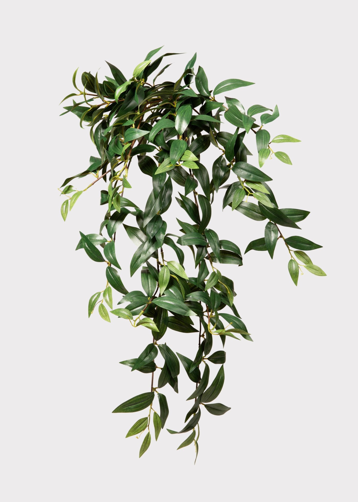 Realistic Green Ruscus Leaf Hanging Bush, 31 Inch Artificial Faux Greenery for Living Room Rustic Decor, Maintenance Free Indoor Plant with Vase
