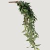 Realistic Green Ruscus Leaf Hanging Bush, 31 Inch Artificial Faux Greenery for Living Room Rustic Decor, Maintenance Free Indoor Plant with Vase