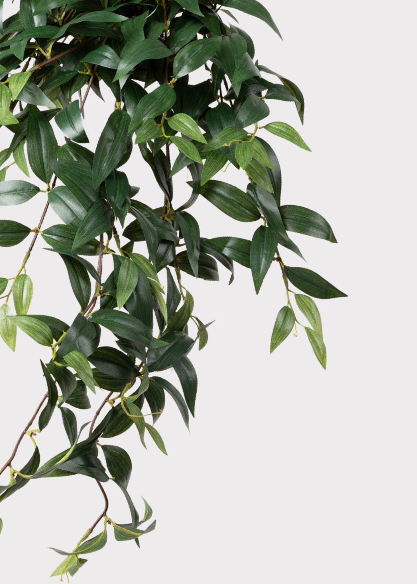Realistic Green Ruscus Leaf Hanging Bush, 31 Inch Artificial Faux Greenery for Living Room Rustic Decor, Maintenance Free Indoor Plant with Vase