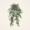 Realistic Green Ruscus Leaf Hanging Bush, 31 Inch Artificial Faux Greenery for Living Room Rustic Decor, Maintenance Free Indoor Plant with Vase