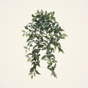 Realistic Green Ruscus Leaf Hanging Bush, 31 Inch Artificial Faux Greenery for Living Room Rustic Decor, Maintenance Free Indoor Plant with Vase