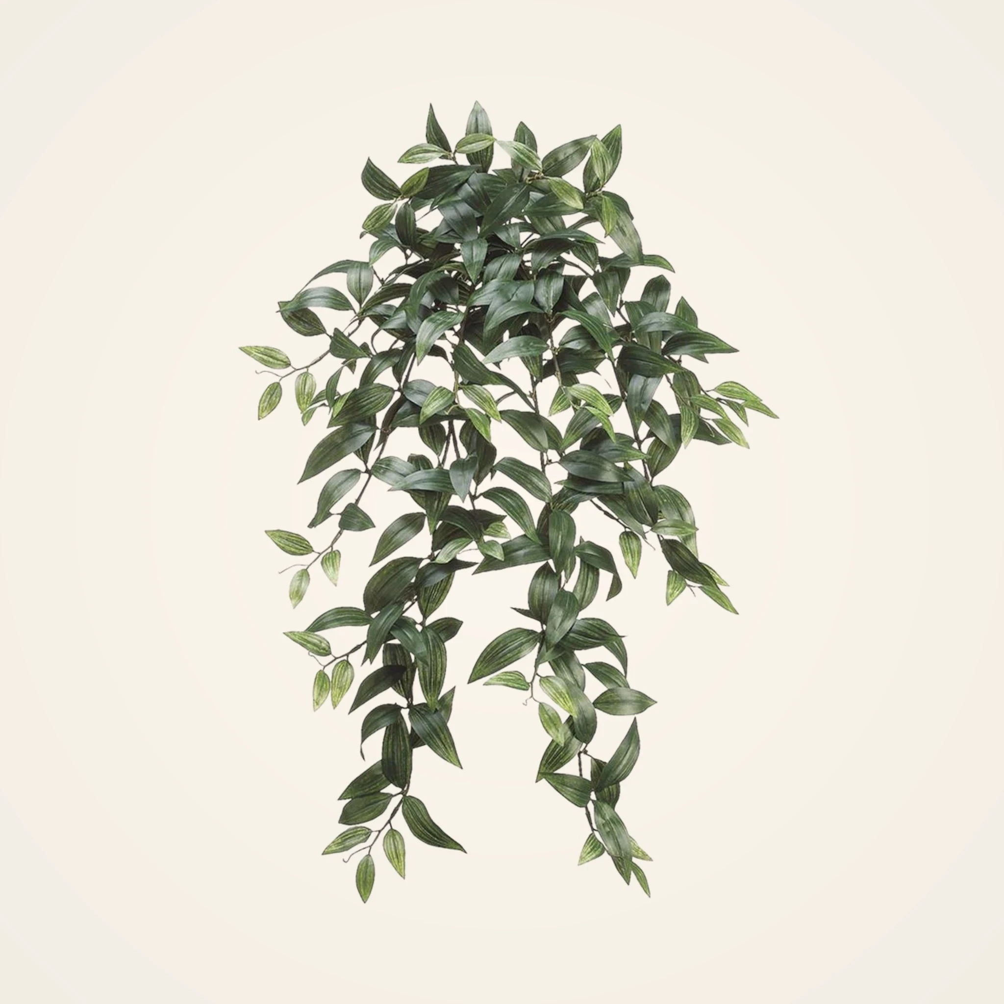 Realistic Green Ruscus Leaf Hanging Bush, 31 Inch Artificial Faux Greenery for Living Room Rustic Decor, Maintenance Free Indoor Plant with Vase