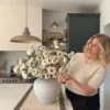 Lifelike White Rose Faux Flower Arrangement, 28 Inch Silk Floral Centerpiece for Living Room, Elegant Fall Decor, No Watering Needed Vase Not Included