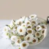 Lifelike White Rose Faux Flower Arrangement, 28 Inch Silk Floral Centerpiece for Living Room, Elegant Fall Decor, No Watering Needed Vase Not Included