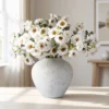 Lifelike White Rose Faux Flower Arrangement, 28 Inch Silk Floral Centerpiece for Living Room, Elegant Fall Decor, No Watering Needed Vase Not Included