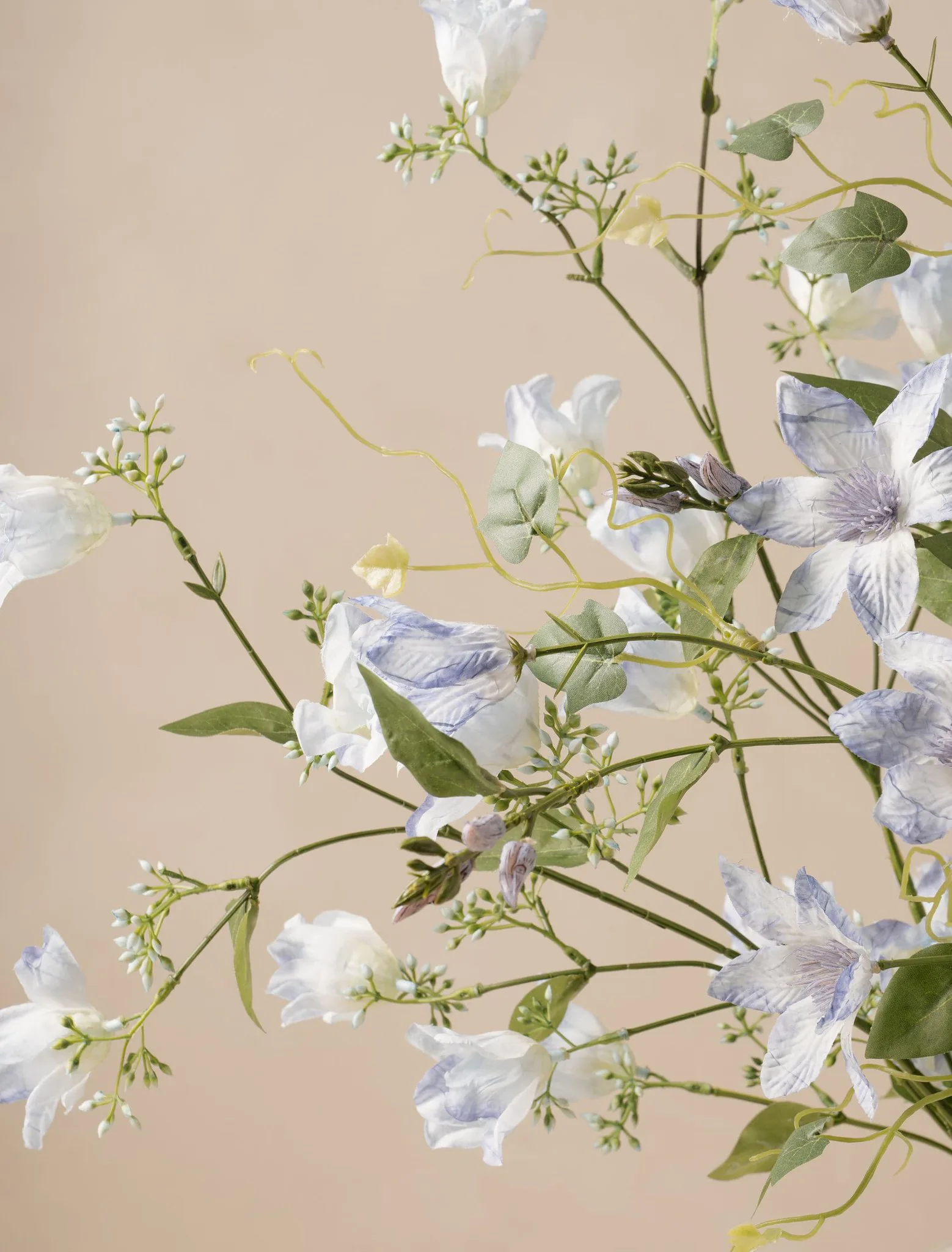 Lifelike Bell Flower & Clematis Blue Faux Arrangement, 30 Inch Silk Floral Centerpiece for Living Room, Fall Decor, No Watering Needed Vase Not