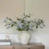 Lifelike Bell Flower & Clematis Blue Faux Arrangement, 30 Inch Silk Floral Centerpiece for Living Room, Fall Decor, No Watering Needed Vase Not