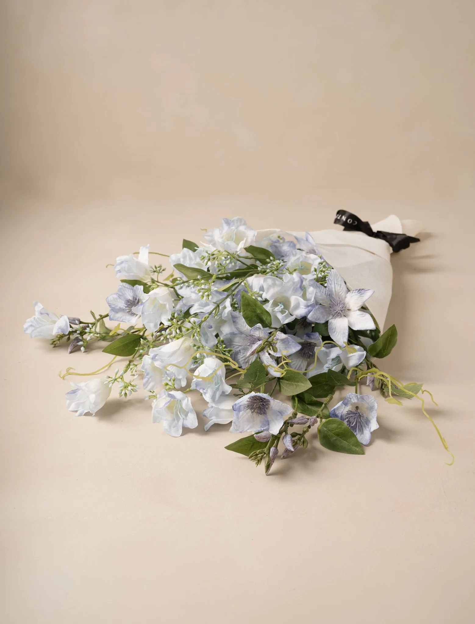 Lifelike Bell Flower & Clematis Blue Faux Arrangement, 30 Inch Silk Floral Centerpiece for Living Room, Fall Decor, No Watering Needed Vase Not